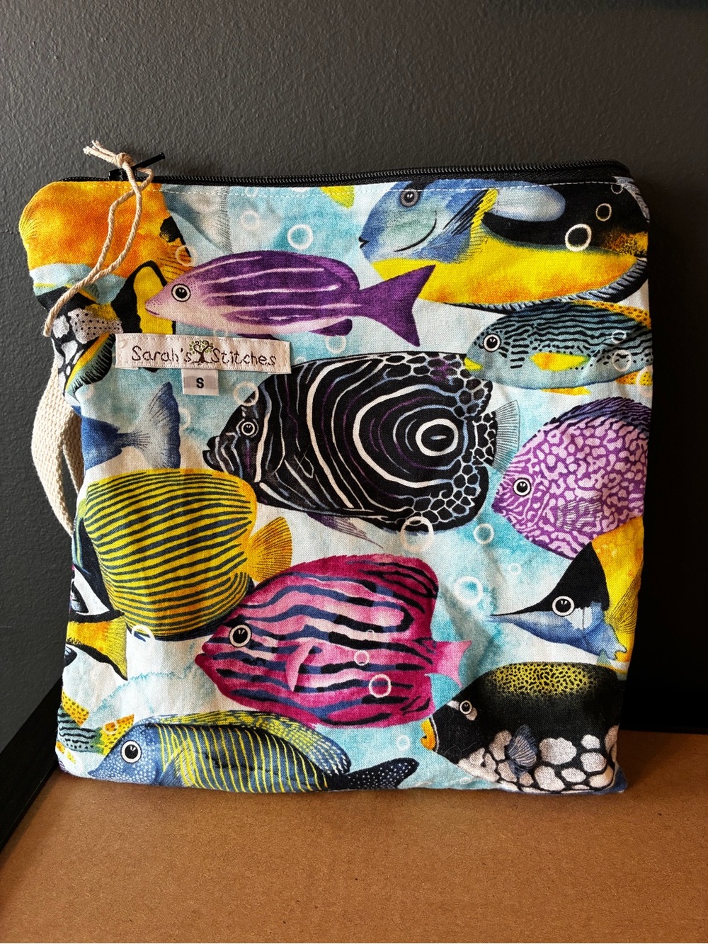 Multicolor Fish Zip Pouch - Bright Ocean Print